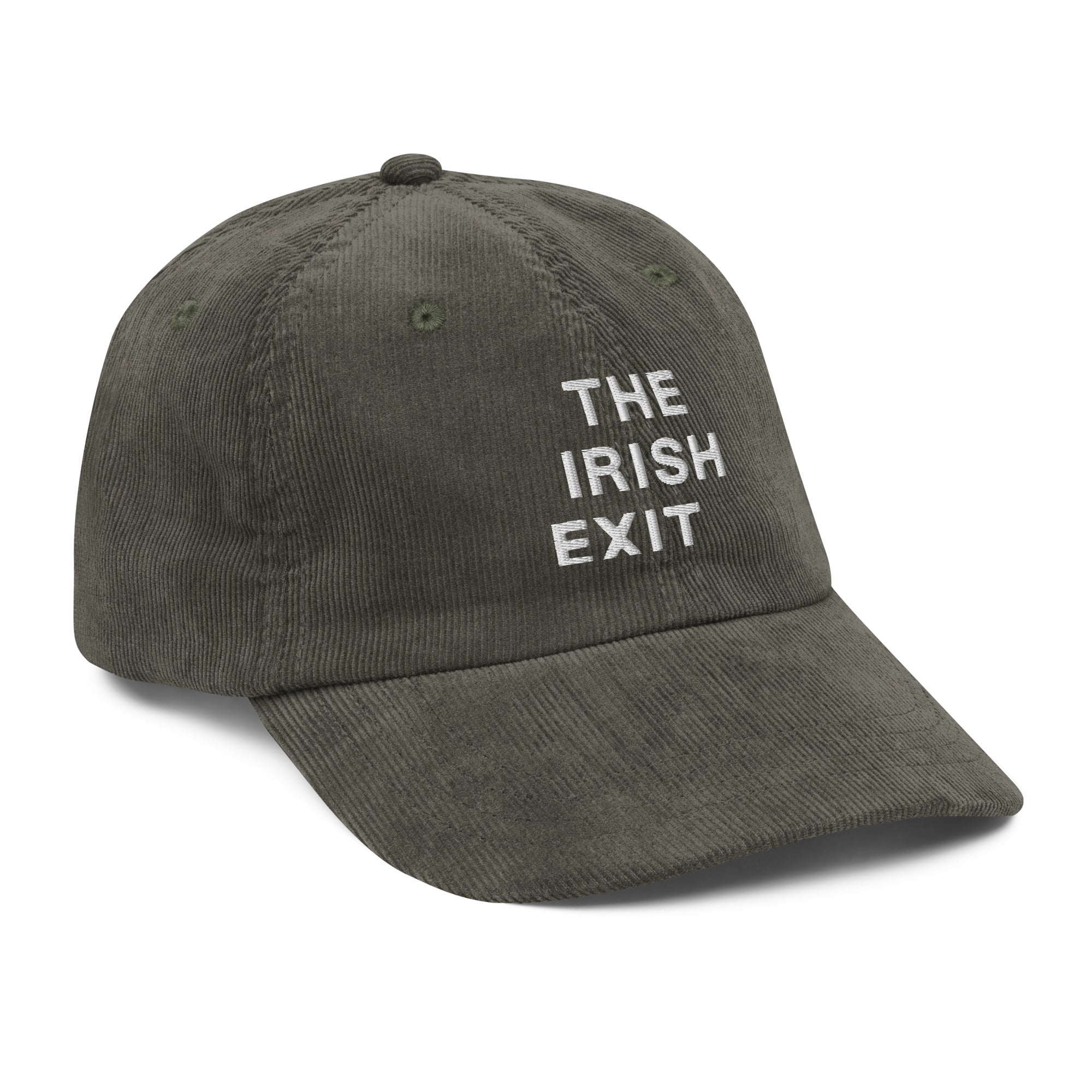 The Irish Exit Embroidered Logo Corduroy Cap - Olive